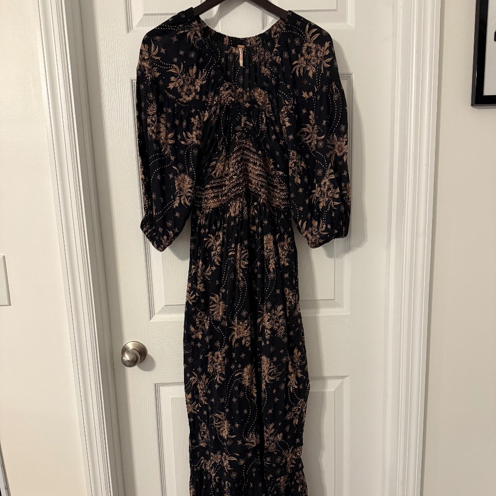 Free People Black and Brown Maxi Dress